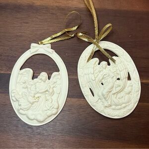 PartyLite 2003 Vintage Angel of Love, 2002 Vintage Angel of Hope with Dove